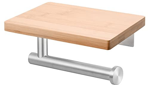 Tecmolog Toilettenpapierhalter Edelstahl Wand Klorollenhalter mit Ablage für WC, Gebürstetes Nickel, SBH264NA
