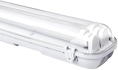 Daromigo LED Feuchtraumleuchte Wannenleuchte 150cm, 2 x 24w 4800LM Kaltweiß 6500K Doppelt T8 LED Röhre, IP65 Wasserfest Feuchtraumlampe Werkstattlampe für Garage, Keller, Büro (1 Stück)