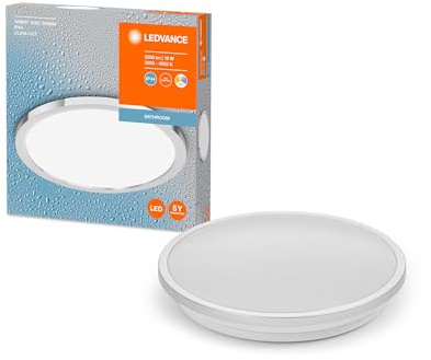 Ledvance Badezimmer Wandleuchte mit 300mm Durchmesser und Click-CCT Funktion, 18W, chromfarben, Lichtfarbe per Klick von warmweiß auf kaltweiß änderbar (3000 + 4000K), für Feuchträume geeignet (IP44)
