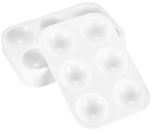 XhjzgcTech 10er-Pack Kunststoff-Malpalette, rechteckige Aquarellpalette, Mischpalette, weiße Palette, Künstler-, Aquarell, Acryl-Ölgemäldepalette, 8,5x12.5cm