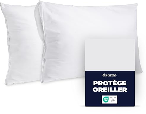Dreamzie - Protector Almohada 40x70 cm Impermeable - Lavable 90°C - Pack x2 | Fundas de Almohadas con Cremalleras · Oeko-Tex · Suaves y Cómodas · Antiácaros · Antimanchas · Protección Total
