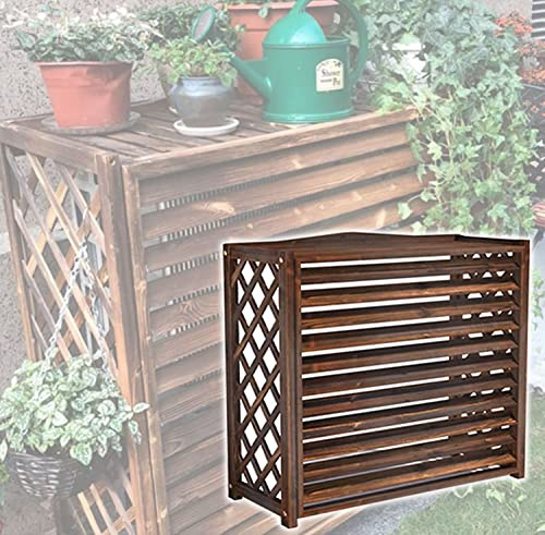 Marco Exterior de Aire Acondicionado de Madera Maciza, Soporte de Flores de Madera, Cubierta Protectora de Aire Acondicionado, contraventanas centrales Resistentes a la Intemperie, Paneles d