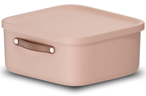 Rotho Maloja Aufbewahrungsbox mit Deckel 20l | Elegante Box mit Griff | sicher verschließbar | stapelbar & modular | leicht zu reinigen | rosa