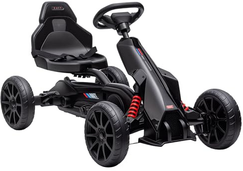 HOMCOM Go-Kart con pedali per bambini, con sedile regolabile in 4 posizioni, ruote in EVA silenziose, 100 x 58 x 58,5 cm, bicicletta e veicolo per bambini, colore: nero