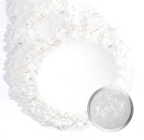 Epoxidharz Farbe 50g Goldpulver Mica Natur Metallic Für Kunsthandwerk,Seifenfarbe,Lipgloss,Lidschatten,Nagellack,Kosmetik,Schleim,Kerzenherstellung (Weiß)