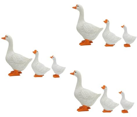 YARNOW Tierstatuen 9 STK Simulationsmodell Einer weißen Gans Gans-Ornamente Gänse-Miniaturfiguren Statue Mini-Gänsefigur aus Harz Desktop-Gänsefiguren Geflügel Requisiten weiße Gans