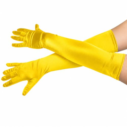 jokeshop Ladies Long Satin Gloves Opera Evening Princess 1920's Party Fancy Dress Prom (Yellow)