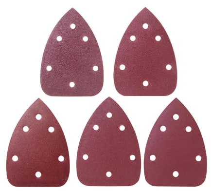 25 Stück 140 x 100 mm Dreieckschleifer Schleifpapier 6 Löcher Haken & Loop Mouse Detail-Schleifscheibe, Schleifwerkzeuge für Schleifer, Polierer, h, Körnung 80