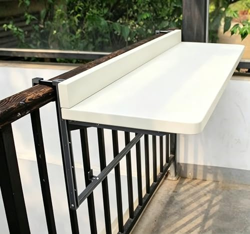 DZZTHSH Klappbarer Balkon-Hängetisch, Verstellbarer Wand-Geländertisch Für Die Terrasse, Platzsparender Beistelltisch Für Den Außenbereich, Wetterbeständig Und Langlebig