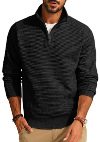 PJ PAUL JONES Pullover Herren Troyer mit Reissverschluss Arbeitspullover