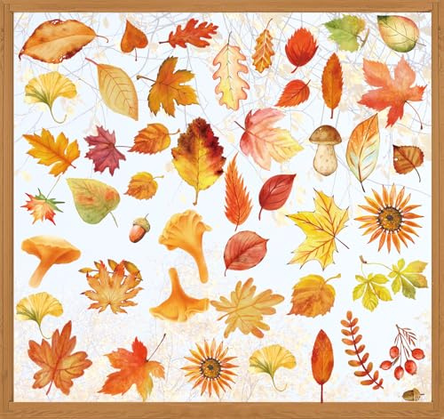 Vetrofanie Autunno, SILARLAIT Adesivi Finestra Autunno Statico & Rimovibile & Riutilizzabile, Vetrofanie Finestre Decorazioni per Casa