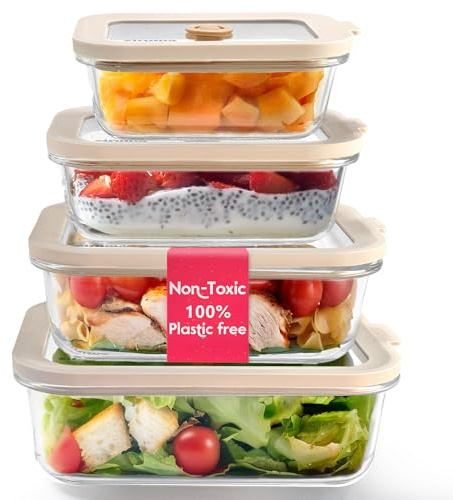 Ziruma No Tóxico Recipientes de Vidrio con Tapa, Tamaños Variados, Sin BPA