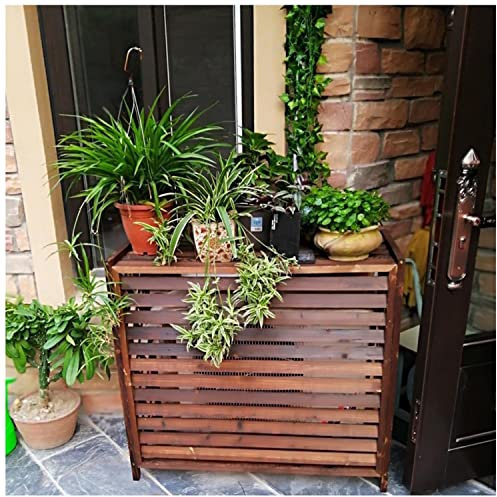 Housse de climatiseur d'extérieur en bois résistant aux intempéries pour unité extérieure (110 x 50 x 85 cm) Cachez et protégez votre unité de climatisation avec style