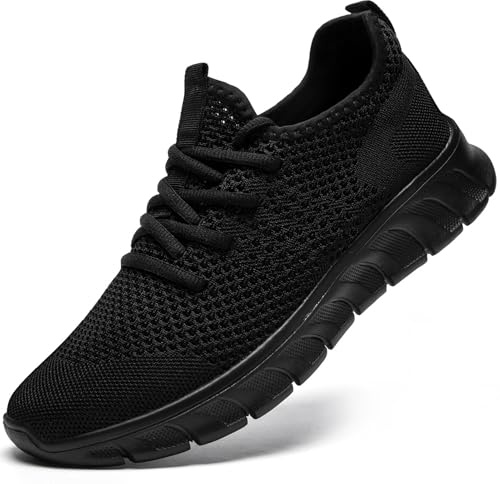 YRLTYO Mens Tennis Shoes Running Sneaker Slip On Walking Gym Workout Athletic Breathable Lightweight Jogging Casual Sport Shoes Black Size 10