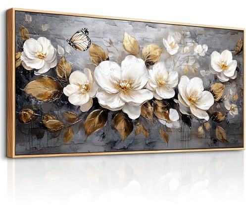 hyidecorart Blumen Bilder mit Rahmen Modern Gemälde Wohnzimmer 50x100 cm | Exquisite Kunst, HD-Druck, Leicht Aufzuhängen, Großformat, Vielseitige Wanddeko, Helle Raumdeko, Geschenk, Schnelle Montage