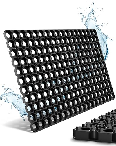 Entrando Ringgummimatte 100x150 - Antirutschmatte außen aus Gummi, 22 mm | Rutschfeste Gummimatte für Terrasse, Pool, Eingang und Arbeitsplatz - wasserdurchlässige Lochstruktur, dämpfend, robust