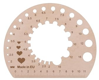 Knitting Needle Gauge, Stricknadelmaß, Knitting, Strickwerkzeug, Stricknadel-Lineal, Ruler, Stricknadelmaß auf Holz, Kunststoff-Messgerät 2-15mm