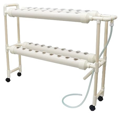 PTSZNGS Hydroponisches Anbausystem, 36 Pflanzen, vertikaler Anbau, 2 Ebenen, 2 Reihen, 6 Rohre mit Rädern, Pflanzsystem mit Wasserpumpe, Pflanzschwamm und Schlauch für den Gemüseanbau