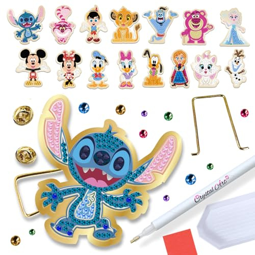 Crystal Art Pin Badge Blind Bag – 1 of 15 Collectible Pin Badges, Mystery Pack, Sparkling Diamond Art Gift for Disney Fans
