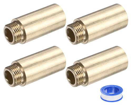 M METERXITY 1-Set Shower Head Extension Arm, Brass G1/2 Male to Female Extension Pipe Fitting Adapter with PTFE Thread Seal Tape for Shower/Faucet, Pipe Plumbing Coupler 2.36/60mm 5pcs