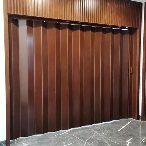 WhamtL Falttür Falttür für den Innenbereich, Kompakte Falttür mit Dunkler Walnussmaserung, Extra Breite Trennwand-Schiebetür für Garage Wohnung(38x80in(96.5x203.2cm))