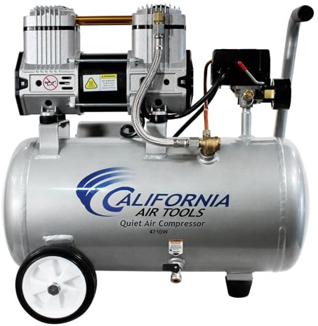 California Air Tools CAT-4710W 1.0 HP Quiet, Oil-Free Air Compressor with Wheels, 4.7 Gallon Tank Capacity, 75 dB Noise Level, Lightweight, Electric, Portable, for Home and Garage