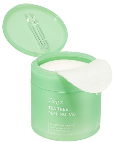 Ariul 7 Days Tea Tree Peeling Pad – Gentle Exfoliation & Pore Care, Skin Smoothing with LHA & PHA, Sebum Control with Green Tomato, Vegan Sheets, Korean Skin Care, 70 Counts, 125ml / 4.23 fl. oz
