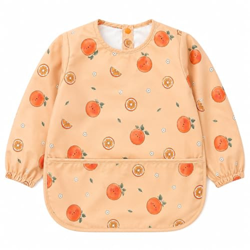 Tiny Trees® Waterproof Long Sleeve Baby Bib with Pocket, 6–36M (Orange)