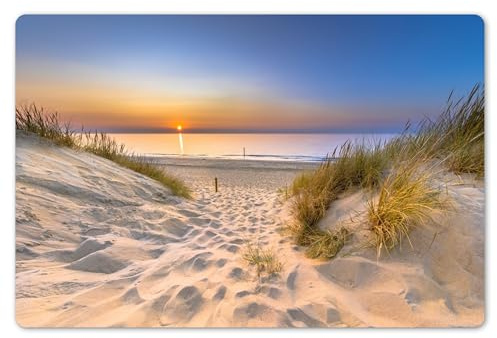 KitchenYeah© Platzsets Abwaschbar 6-Teilig Tischsets Platzdeckchen | 45x30 cm - Rutschfeste Platzset Unterlage Tisch Set Esstisch Modern Placemats Düne - Sonnenuntergang - Horizont - Strand