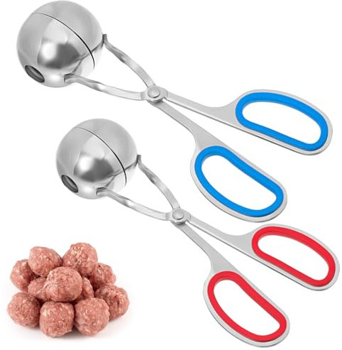 ABOOFAN Lot De 2 Outils De Fabrication De Boulettes De Poisson En Acier Inoxydable Pelle À Boulettes De Viande Pince À Boulettes De Viande Rouleau À Cake Pops