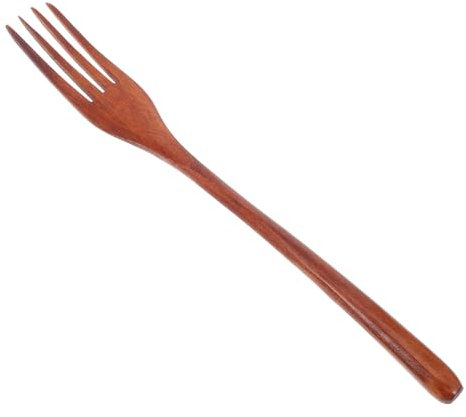 Garneck Tenedor para ensalada Cucharilla de madera Cubiertos de madera horquilla de cena tenedor de cocina cocinando utensilio de tenedor de bola de masa de Brown