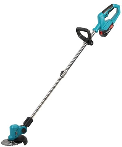 qorkhogr 6 Inch Electric Lawn Mower, Grass Trimmer, Weed Eater, Cordless Telescopic Strimmer with 2x2000mAh Batteries, 1 Charger for Lawns and Farmland, DIY Garden UK