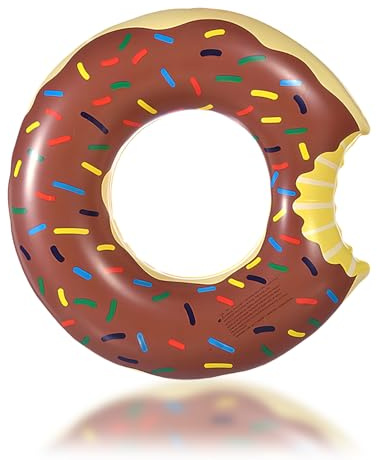 Doughnut Simring för vuxna, 120 cm stor brun uppblåsbar sprinkle donut simdäck ring, tjock PVC pool uppblåsbar simring för kvinnor män pool vatten utomhus leksak fest