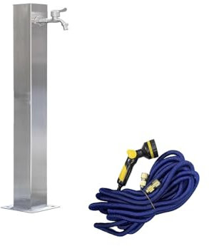 GMBAYUE Freistehende Garten-Wassersäule, Außenwasserhahn Frostsicher, Schlauchhalter Edelstahl, Wasserhahnpfosten im Innenhof, Wird zur Gartenbewässerung und -Bewässerung Verwendet(65cm(25.6in))