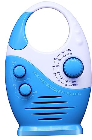 HOMSFOU Haushalts Duschradio Kleiner Tragbares Badezimmerradio mit Abdeckung Klarer Klang Starkem Signal Blau für Bad Küche und Outdoor