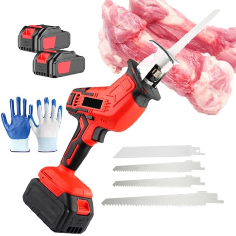 JingNian Kit De Cortador De Carne De Sierra De Carne Eléctrica, Máquina De Corte De Sierra De Hueso Inalámbrico para Huesos De Cerdo, Madera, Metal