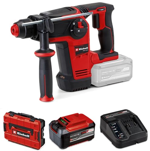 Einhell Professional Akku-Bohrhammer TP-HD 18/26 Li BL Power X-Change (18 V, Brushless, 2,6 J, SDS-plus, 26 mm Bohrleistung in Beton, 4 Funktionen, Koffer, inkl. 5,2 Ah Akku & Ladegerät)