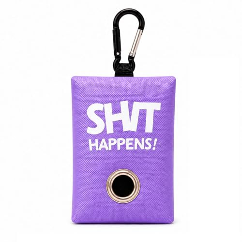 Dispensador de bolsas de basura para mascotas, correa para perro, con clip de metal, soporte para bolsas de perro (morado)