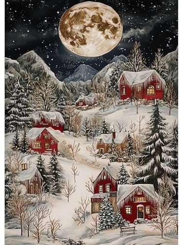 Auremi Diamond Painting Winter Dorf Diamant Painting Bilder Weihnachten Diamond Art Erwachsene Full DIY Diamant Kunst Malerei Stickerei Set Kreuzstich 30x40cm