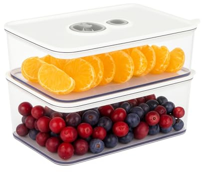 Boîte Conservation Alimentaire 2 Pièces avec Couvercle et Indicateur de Date – Boîtes Hermétiques Transparentes et Empilables pour Cuisine, Réfrigérateur et Congélateur, Compatible Lave-Vaisselle