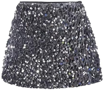 Falda de lentejuelas con purpurina para niñas, bebés, niños, faldas para niñas con cintura elástica, gris oscuro, 10-11 años