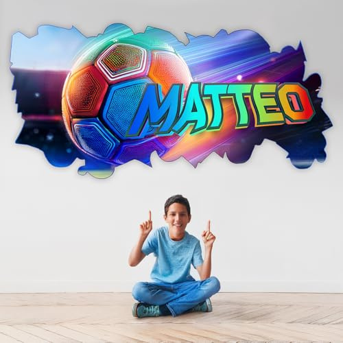 tjapalo® PT1 Cooles Wandtattoo Fussball Kinderzimmer Wandsticker mit Namen personalisiert Fußball Wandtattoo Kinderzimmer junge Name Wandaufkleber jungen Zimmer wandtattoo name junge