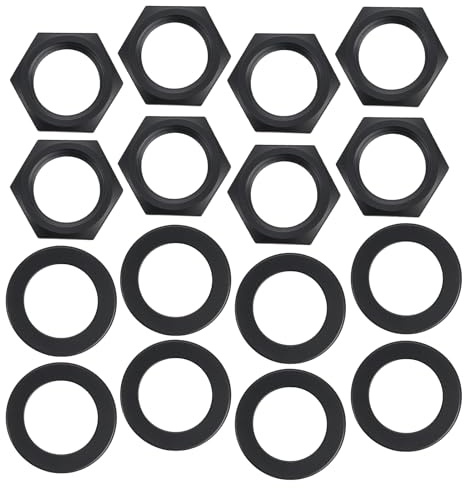 8 Set Guitar Jack Nut and Washer 3/8 Guitar Input Output Thread Jack Socket Hex Nut with Washers Replacement Parts for Electric Guitars Bass All Types Sockets Guitars Pots Nuts Potentiometer(Black)