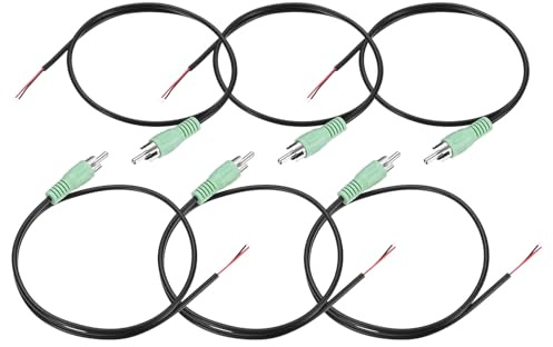 M METERXITY 6-Pack RCA to Speaker Wire Adapter, 1.64 Feet/0.5 m RCA Male Plug Jack to Bare Wire Connector Adapter for AV Receiver/Amplifier/TV [Green] Repairing Speaker Cords