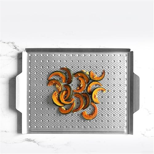 Rechteckiger Grillkorb, antihaftbeschichtet, mit seitlichen Griffen, für Outdoor-Grill, für Spieß, saftige Zwiebeln oder flockigen Fisch