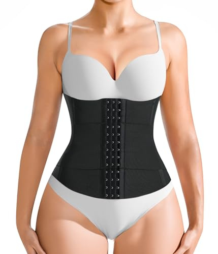TrainingGirl Waist Trainer Corset for Women Shapewear Tummy Control Body Shaper Postpartum Cincher Segmented Workout Girdle Black