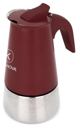 KASANOVA Caffettiera induzione 2 e 4 tazze (Rosso, 180, Millilitri)