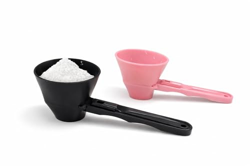 Set di misurini per proteine in polvere a prova di perdite, confezione da 2 misurini scorrevoli per palestra, integratori e polveri da cucina (diversi colori) (nero)