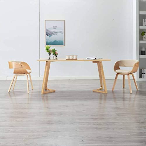 Vorpalize Esszimmerstühle 2 STK Creme Bugholz und Kunstleder gepolstert 53x52x70 cm Esszimmerstuhl Komfortabler Stuhl Esszimmermöbel Essstühle Küchensofa Esszimmer