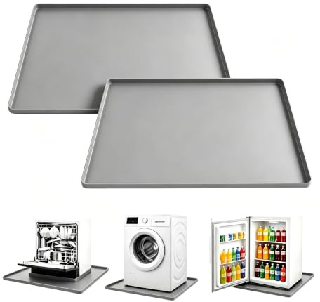 eupdd 2 Piezas 50×50cm Alfombra Antivibracion Lavadora, Alfombrilla Antivibracion Lavadora, Reutilizable para Lavadora, Secadora, Nevera y Electrodomésticos Gris